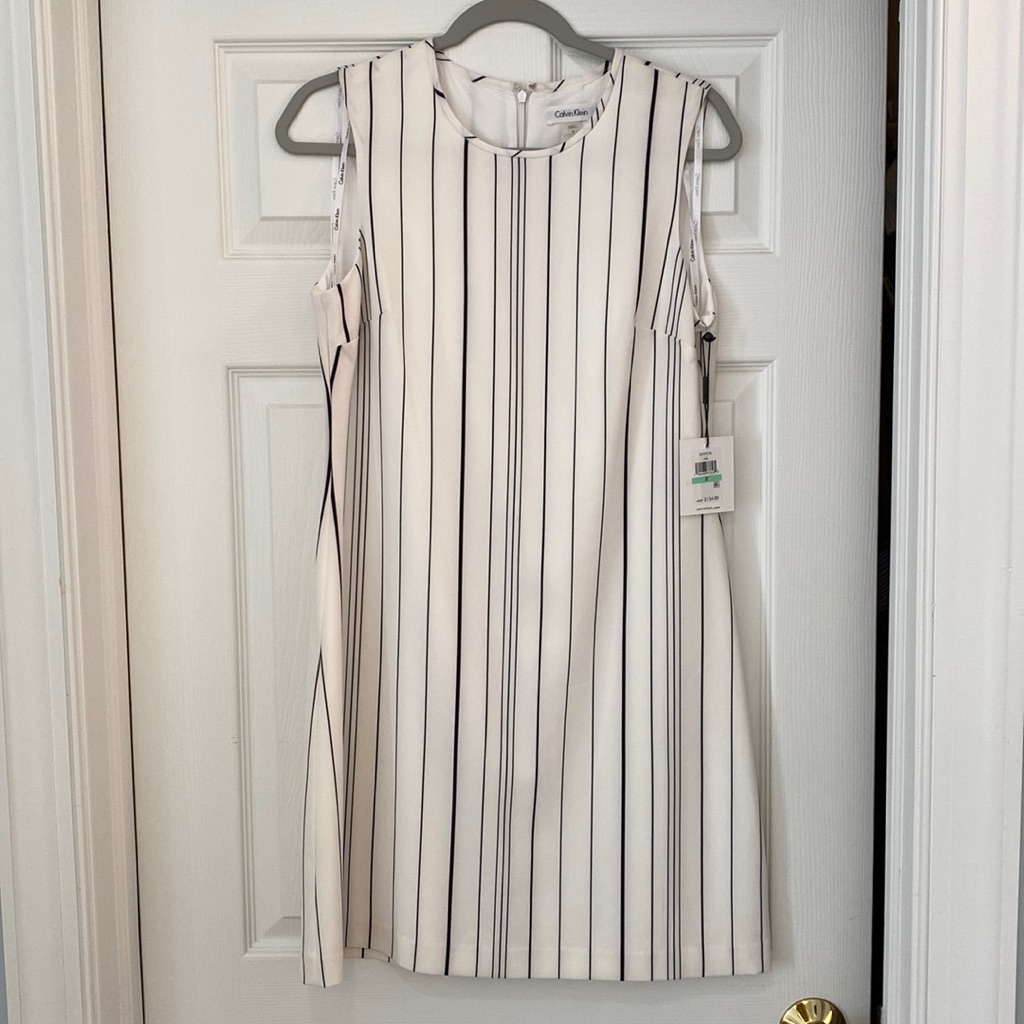 Calvin Klein Stripe Sleeveless Sheath Dress